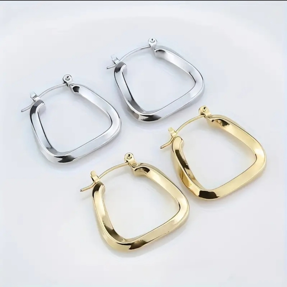 Two pairs of stainless steel earrings